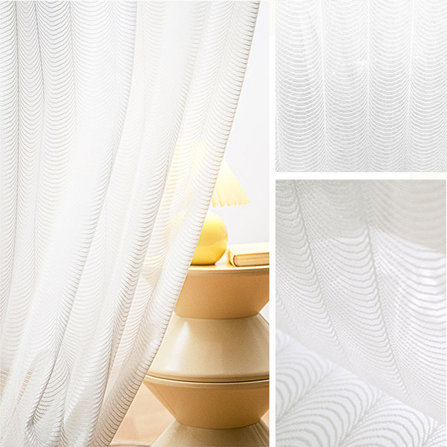 Reef Ripple Ivory White Sheer Curtain 1