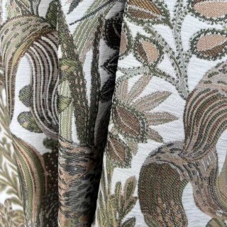 Exotic Foliage Flair Retro Tropical Leaf Olive Green & Brown Blackout Curtain 1