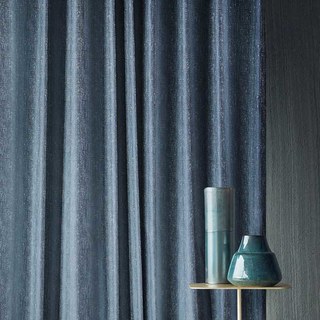 Metallic Fantasy Subtle Textured Striped Shimmering Haze Blue Curtain Drapes 1