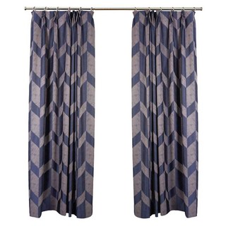 Great Gatsby Luxury Art Deco Blue Chevron Curtain Drapes 4