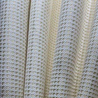 Gilded Houndstooth Ivory White Geometric Chenille Curtain with Gold Glitters 1