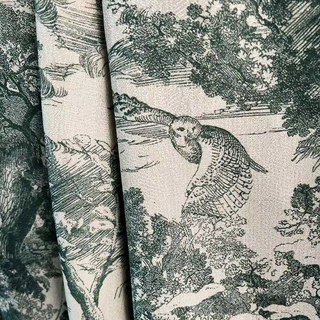 Forest Tale Toile de Jouy Bear Leopard Owl Matcha Green Blackout Animal Chenille Curtains 2