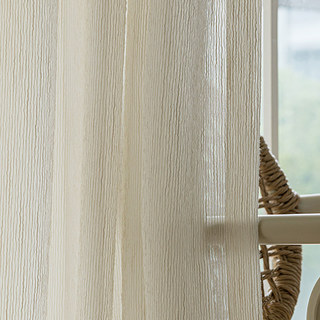 Fleecy Cloud Cream Textured Striped Voile Curtain 5