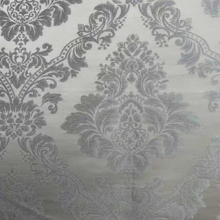 Elite Luxury Jacquard Cream & Silvery Grey Faux Silk Damask Floral Curtain 4