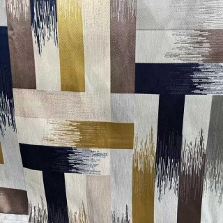Abstract Strokes Luxury Geometric Black Navy and Yellow Curtain