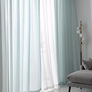 Sundance Textured Striped Light Blue Semi Sheer Curtain 3