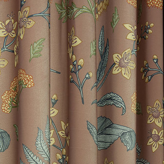 Wildflower Whispers Brown Velvet Floral Curtains 4