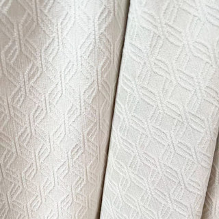 Diamond Patchwork Geometric Chenille Cream Off White Blackout Curtain 2