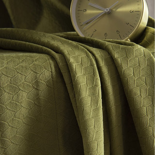 Scandinavian Basketweave Olive Green Embossed Velvet Blackout Curtains 6