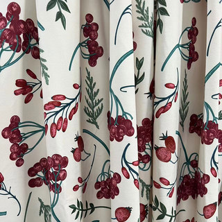 Berry Bliss Red and Cream Velvet Floral Curtains