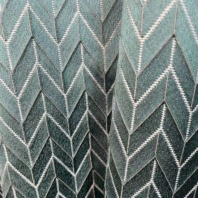 Elegante Art Deco Chevron Geometric Teal Curtain 1