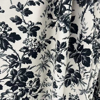 Midsummer Night Black and White Floral Velvet Curtains 5