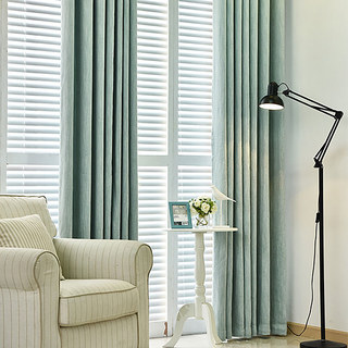 Cozy Subtle Textured Light Teal Blue Blackout Curtain Drapes 2