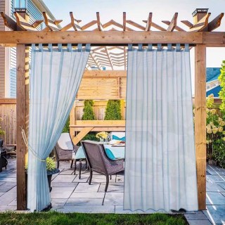 Laguna Outdoor Waterproof Haze Blue Sheer Curtain 2